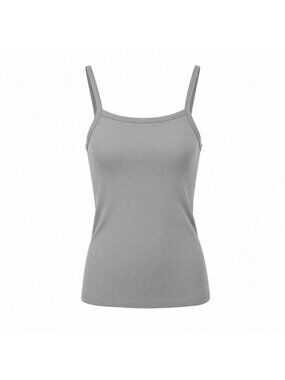 R.G. KANE Tank Top Size Small Heathered Light Gray Square Neck Rayon Jersey Knit
